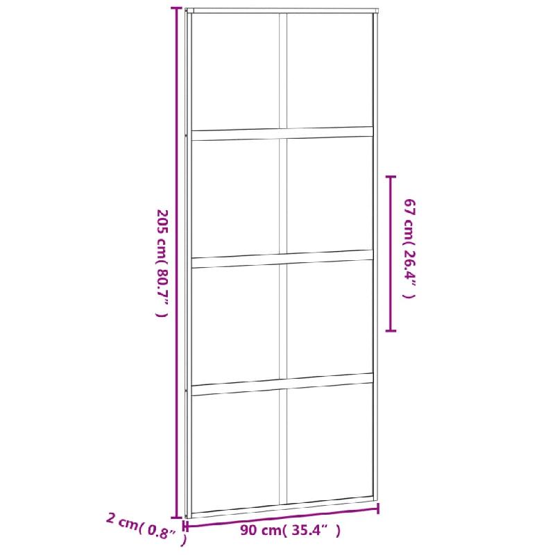 Vidaxl porte coulissante noir 76x205 cm verre trempé aluminium 155225_6