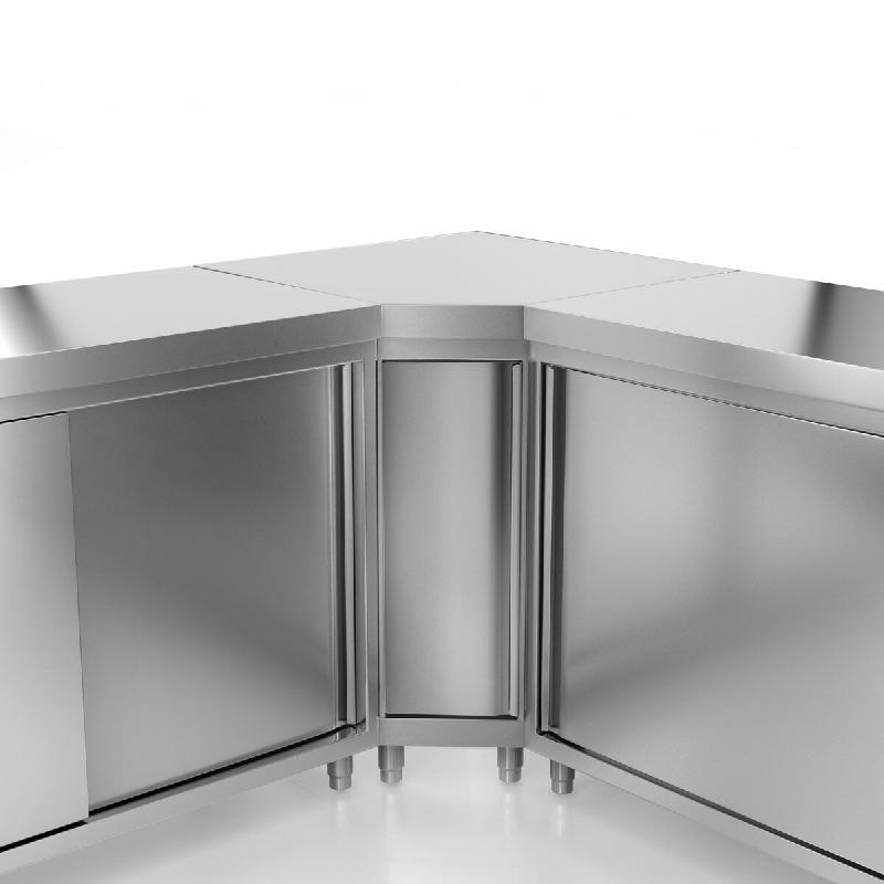 Meuble bas inox central P 700 mm avec portes - 1800_6