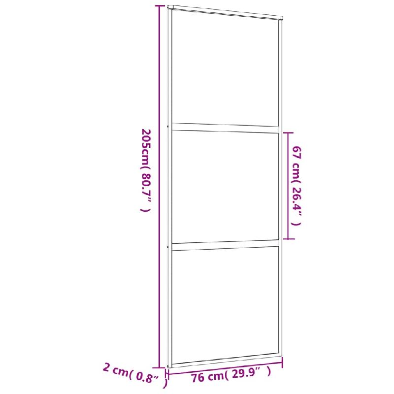 Vidaxl porte coulissante doré 76x205 cm verre esg clair et aluminium 155148_6
