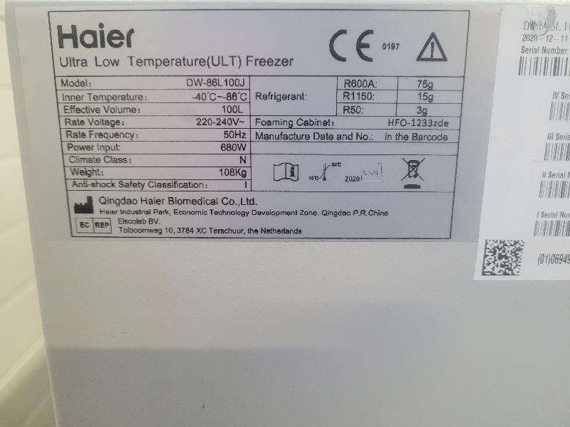 Congélateur Ultra basse température ULT -86°C / 100 litres HAIER DW-86L100J_6
