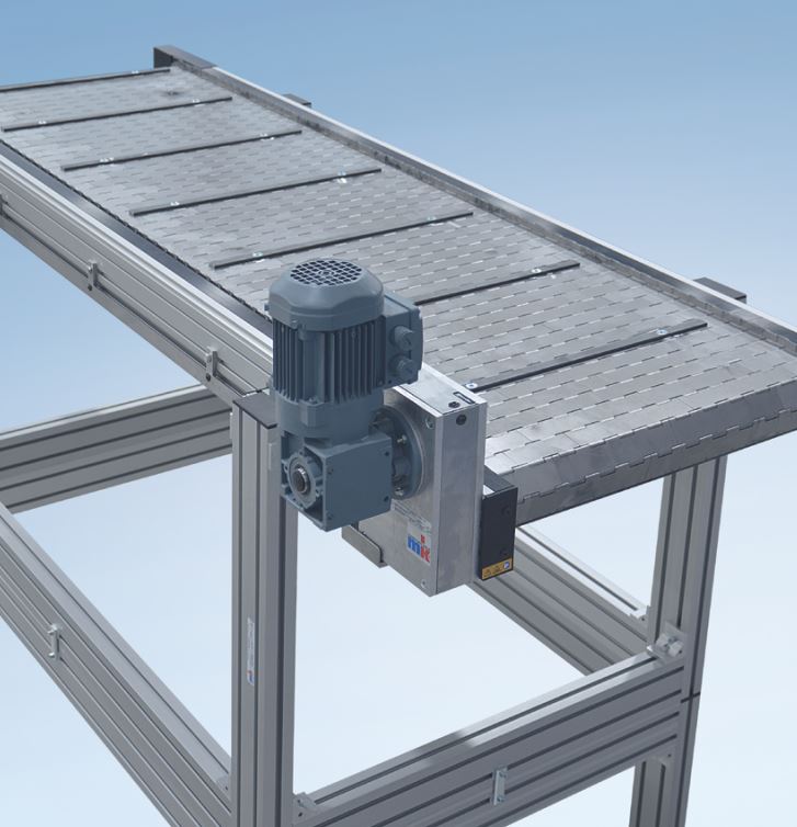 Convoyeur à tapis modulaire compact et flexible - MBF-P 2040.86 - MK Technology Group - Résistant avec charnières en acier pour produits chauds ou à arêtes tranchantes_6