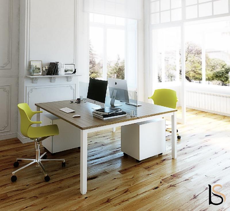 Bench 2 personnes Tempo - Mobel linea - Blanc 9010, 120, Acacia clair, Fixe_6