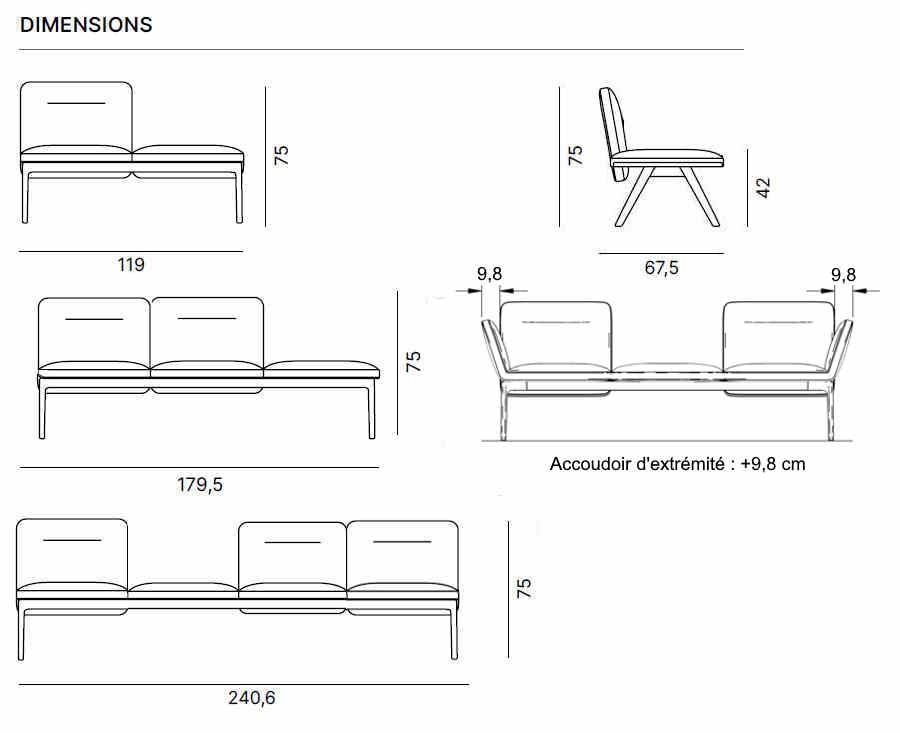 Siège sur poutre grand confort Harmonie - modulable avec tables basses et options personnalisables_6