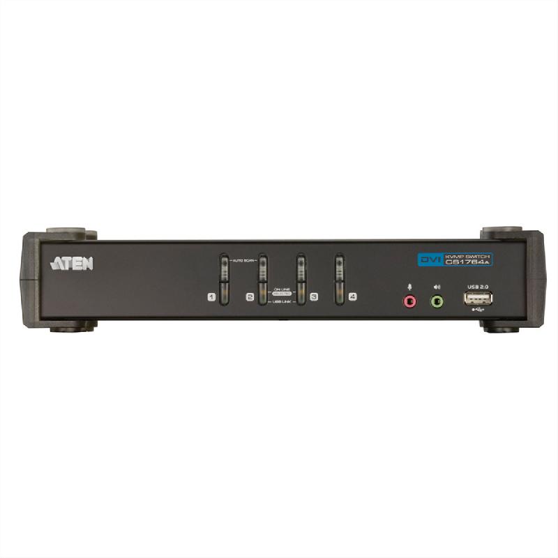 Aten cs1764a switch kvm dvi, usb, audio, hub usb, 4 ports_6