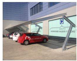 Abri métallique modulaire démontable MARQUISOL® - CUALIMETAL avec pilier incliné et options de couverture personnalisées_6