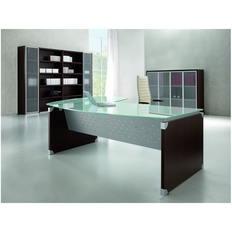 Bureau de direction XTIME WORK - QUADRIFOGLIO - avec retour sur caisson porteur - Plateau jusqu'à 200 cm_6