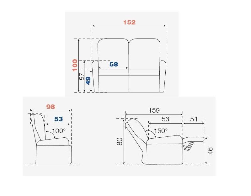 Canapé 2 places relax électrique ATTITUDE - Têtière réglable 10 crans - Tissu chenillé ocre - Inclinaison jusqu’à 150°_6