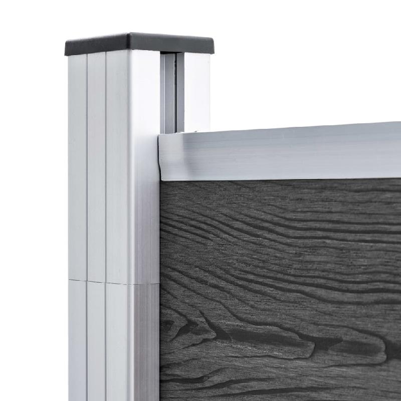 Vidaxl ensemble de panneau de clôture wpc 1311x(105-186) cm noir 3070443_6