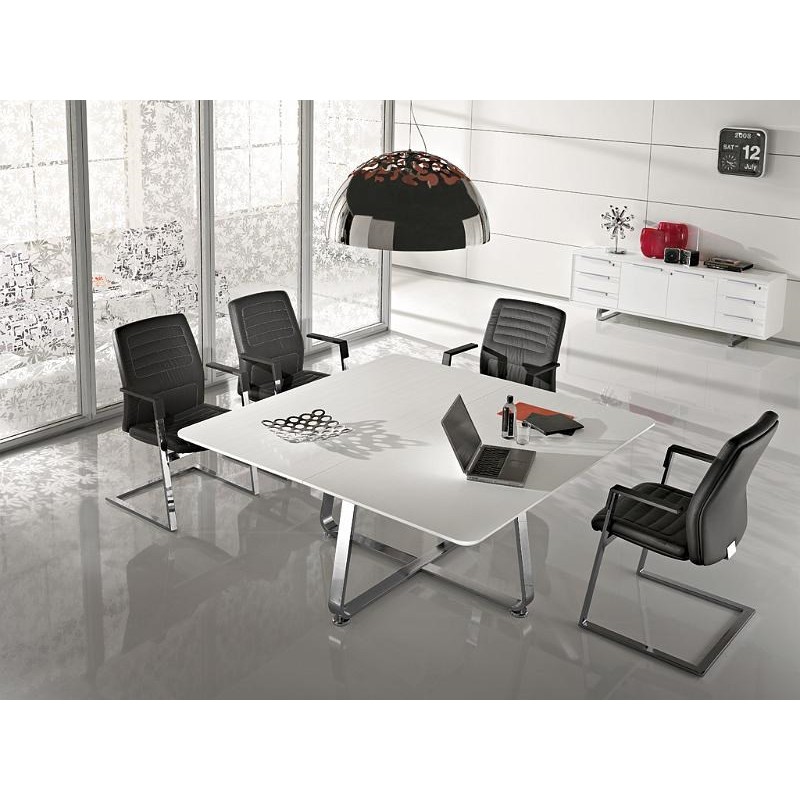 Bureau de direction design SEVENTIES - plateau en verre teinté - LAS - 3 tailles disponibles avec retour en option_6