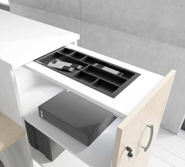 Ensemble de 4 postes Ogi A avec maxi caissons - MDD - Blanc, Noyer_6