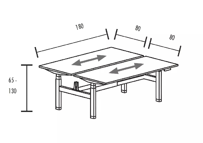 Bench vis-à-vis de 2 postes réglables en hauteur à 2 x 2 moteurs So Baza_6