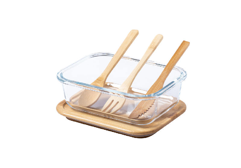Lunch box en verre avec couvercle en bambou naturel - 500 ml - set de couverts inclus_6