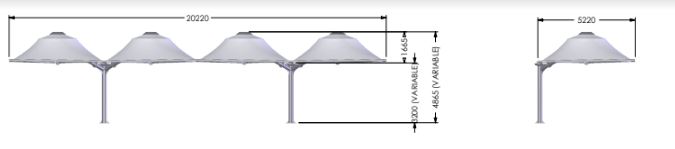 Préau en toile pour crèche sur un poteau 53m2 - QUINTOBELL_6