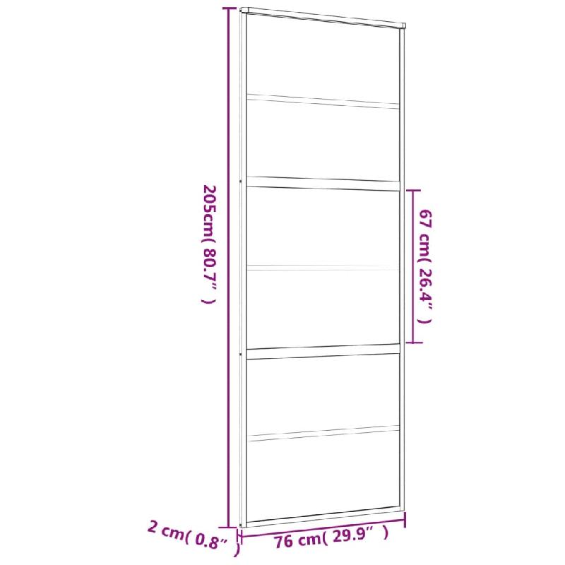 Vidaxl porte coulissante doré 76x205 cm verre esg clair et aluminium 155160_6