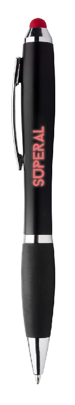 Stylo à bille stylet en plastique noir avec grip en caoutchouc et LED lumineuse - encre bleue_6