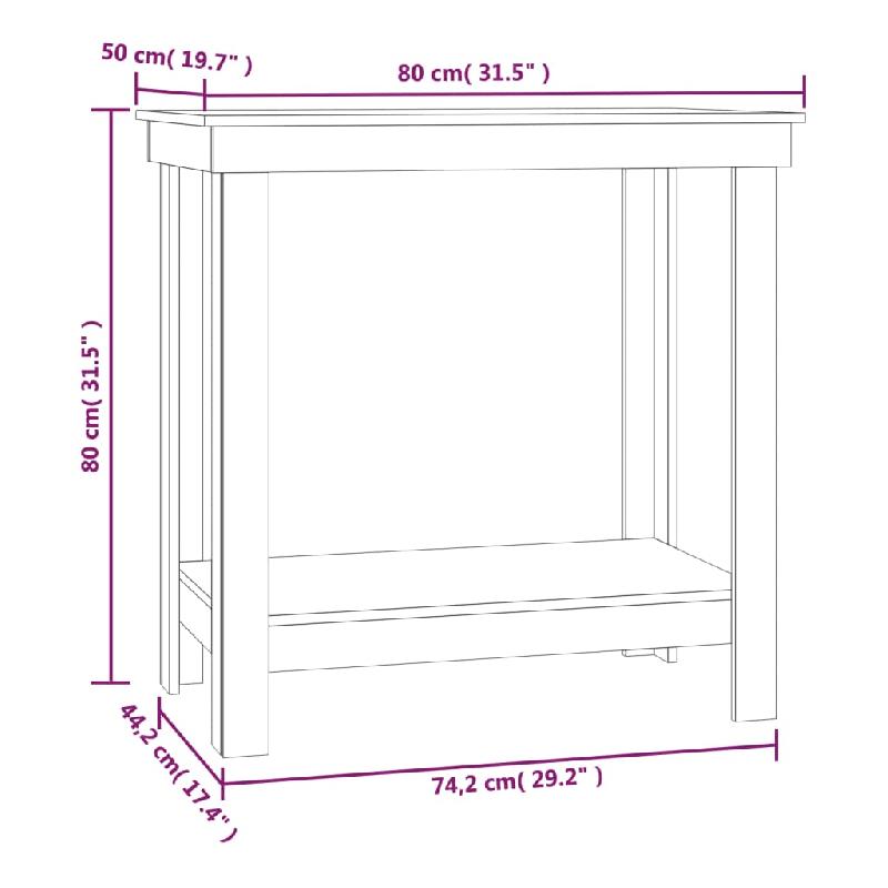 Vidaxl banc de travail gris 80x50x80 cm bois de pin massif 822498_6
