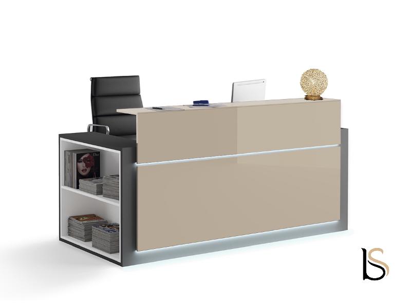 Banque d'accueil lumineuse avec étagère- Ofitres - 177, Gauche, Beige brillant_6