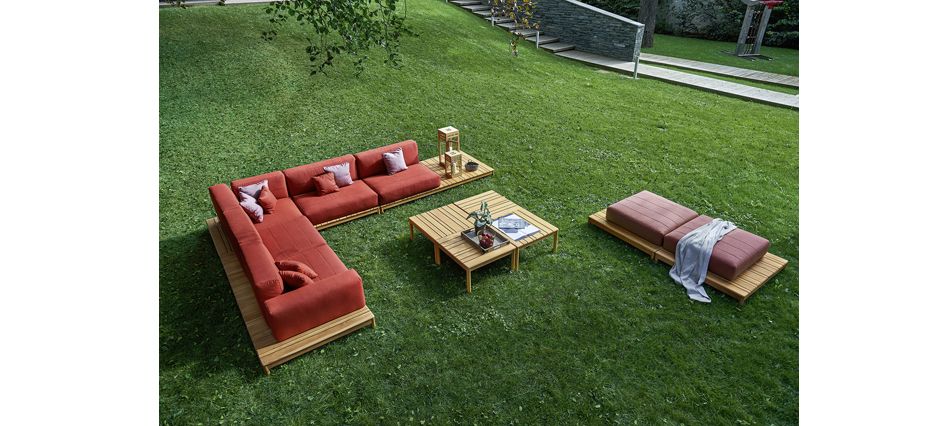 Salon intérieur/extérieur modulable - structure en teck massif certifiée FSC - coussins en mousse HR_6