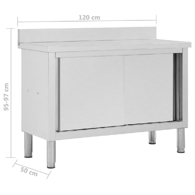 Vidaxl table de travail avec portes coulissantes 120x50x(95-97)cm inox 51051_6