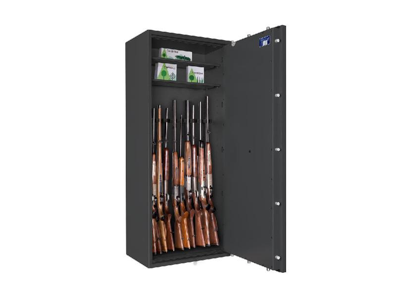 Armoire à armes FORMAT CAPRIOLO II Classe I - Armoire à fusils (EN 1143-1) - Serrure biométrique empreinte digitale / Gris clair RAL 7035_6