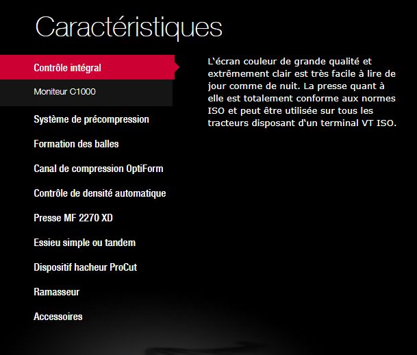 Presse à balles Massey Ferguson avec canal large