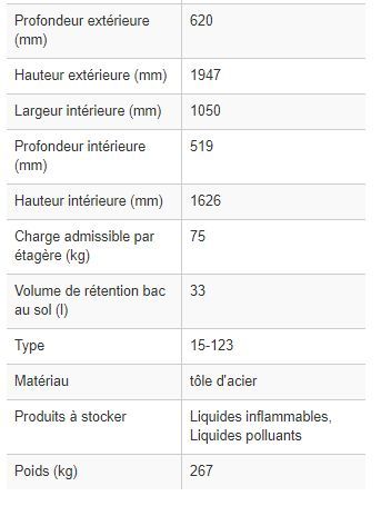 219796w - Armoire de sécurité coupe-feu 15 minutes - Type Express 15-123 - Conforme EN 14470-1_6