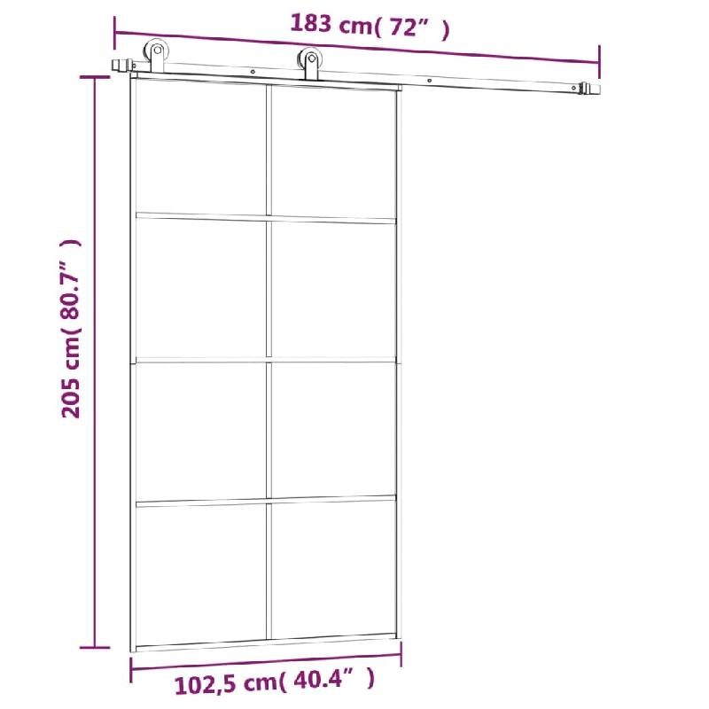 Vidaxl porte coulissante et kit de quincaillerie 102,5x205cm verre esg 3152143_6