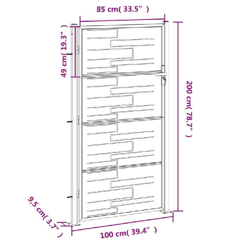 Vidaxl portail de jardin 100x200 cm acier inoxydable 376479_6