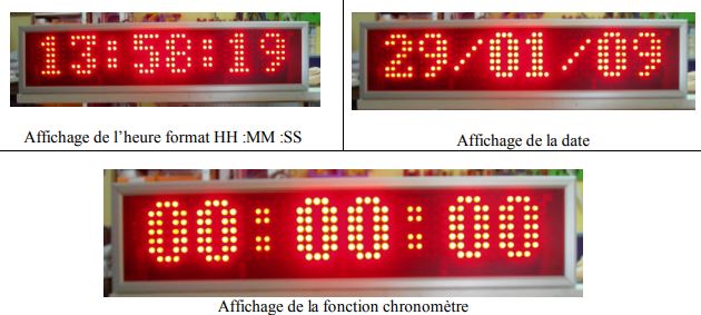 Afficheur lumineux LED pour afficher heure, date, température(s), chronomètre - MHD - MHDC - MHDT et MHD2T_6