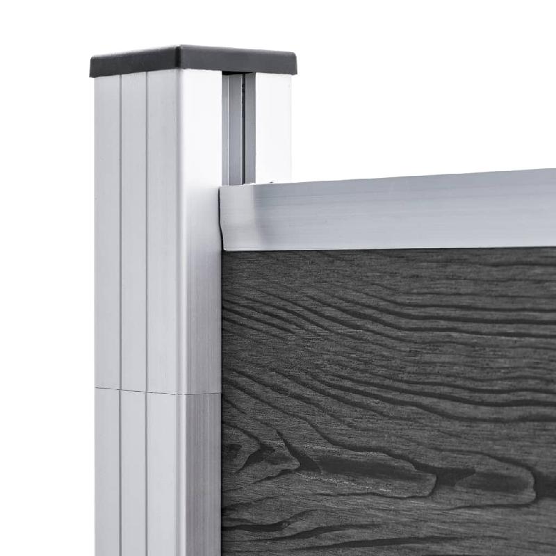 Vidaxl ensemble de panneau de clôture wpc 965x(105-186) cm noir 3070441_6