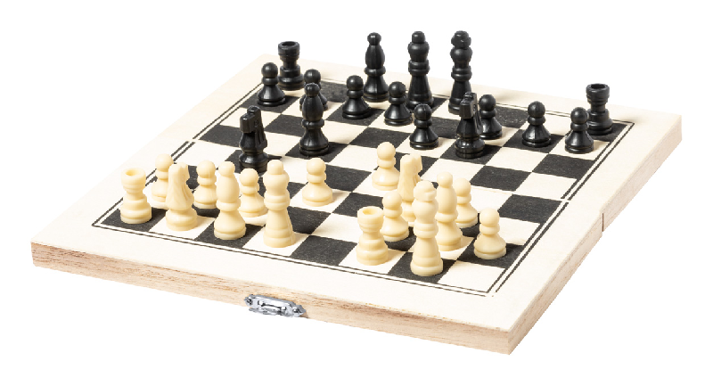 Jeu d'échecs en bois - plateau pliable avec 32 pièces - couleur blanc - 130 gr_6