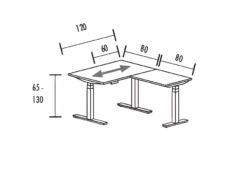Bureau individuel avec retour réglable en hauteur à 3 moteurs So Baza_6