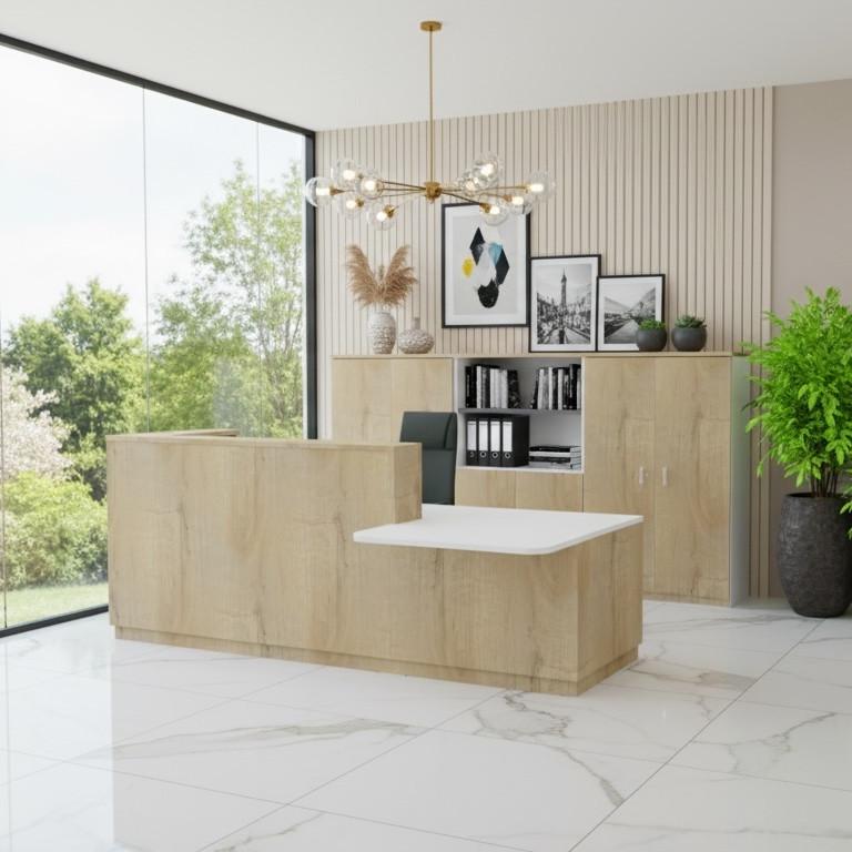 Bureau d'accueil mixte avec PMR Delta Plus - Mobel Linea - Droite, Chêne veiné_6