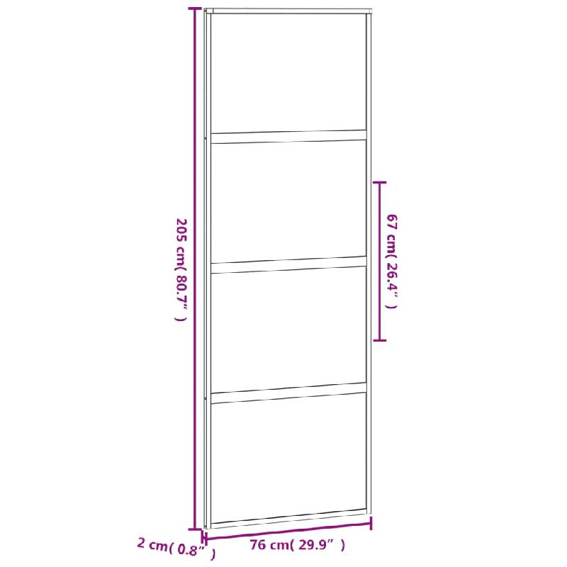 Vidaxl porte coulissante noir 76x205 cm verre trempé aluminium 155219_6