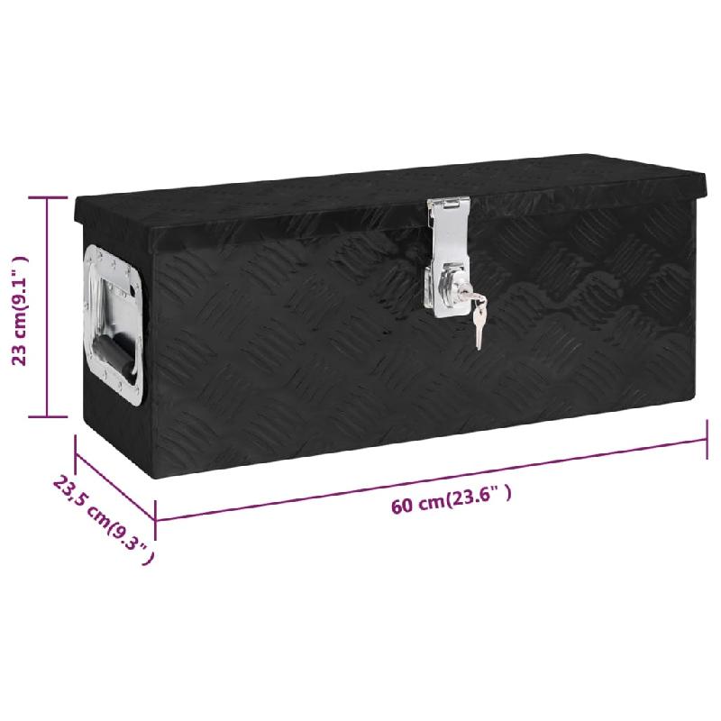 Vidaxl boîte de rangement noir 60x23,5x23 cm aluminium 152249_6