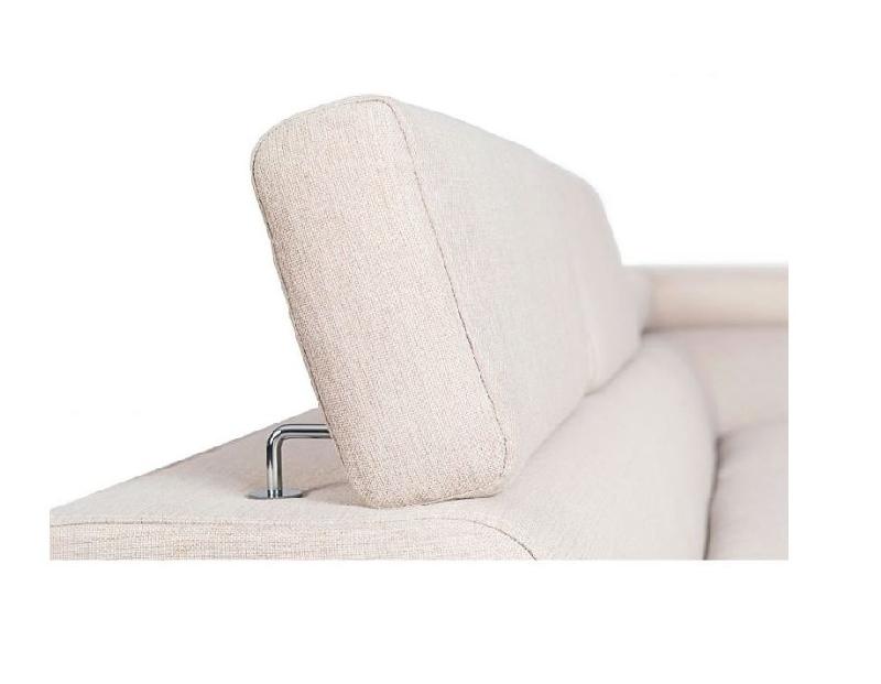 Canapé d'angle méridienne gauche RINO convertible beige avec coffre de rangement - pieds laqués noirs - 3 têtières réglables et 2 coussins déco_6