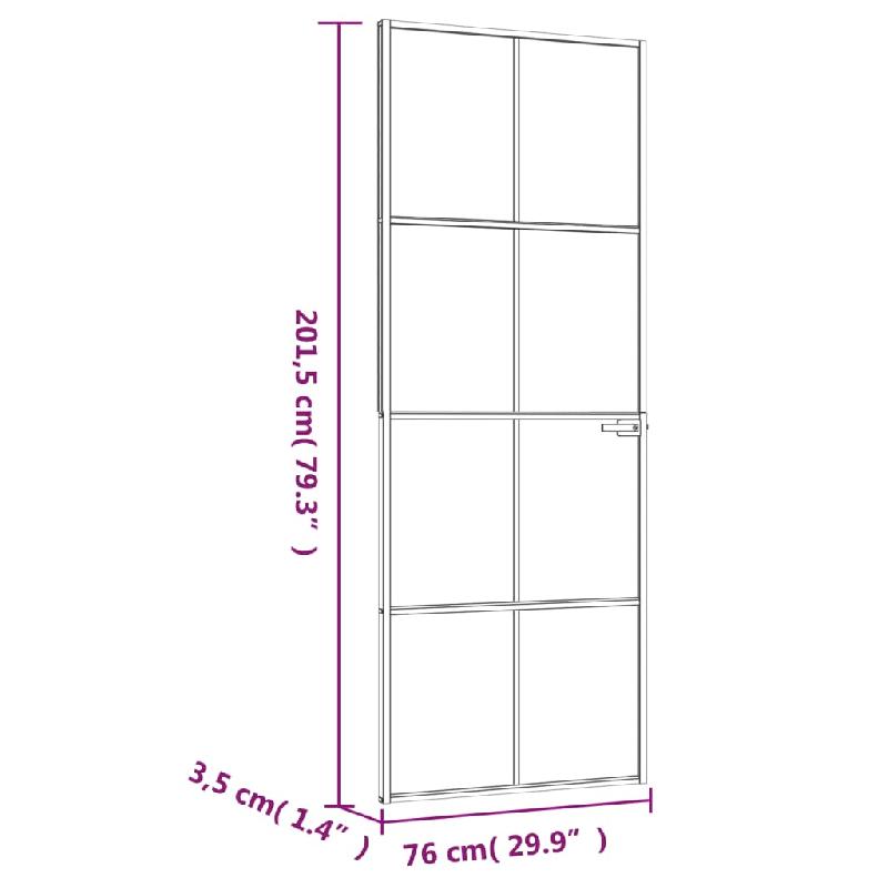 Vidaxl porte d'intérieur blanc 76x201,5 cm trempé verre aluminium fin 153670_6