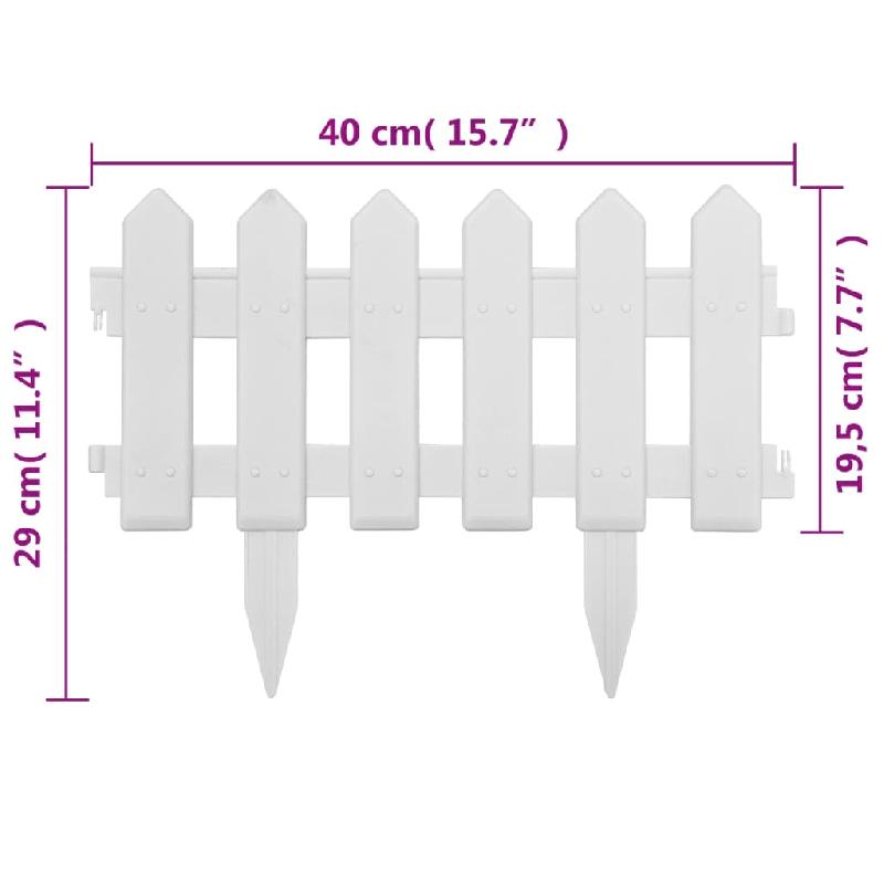 Vidaxl bordures de pelouse 25 pcs blanc 10 m pp 48616_6