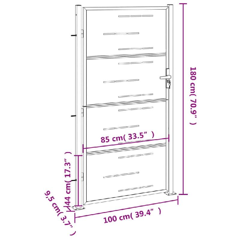 Vidaxl portail de jardin 100x180 cm acier inoxydable 376484_6