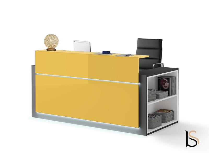 Banque d'accueil lumineuse avec étagère- Ofitres - 197, Droite, Jaune brillant_6