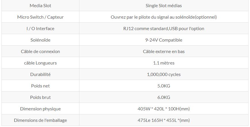 Dw405 - tiroir-caisse sécurisé Sunany - poids 6.0 kg - diviseur de factures et interface RJ12_6