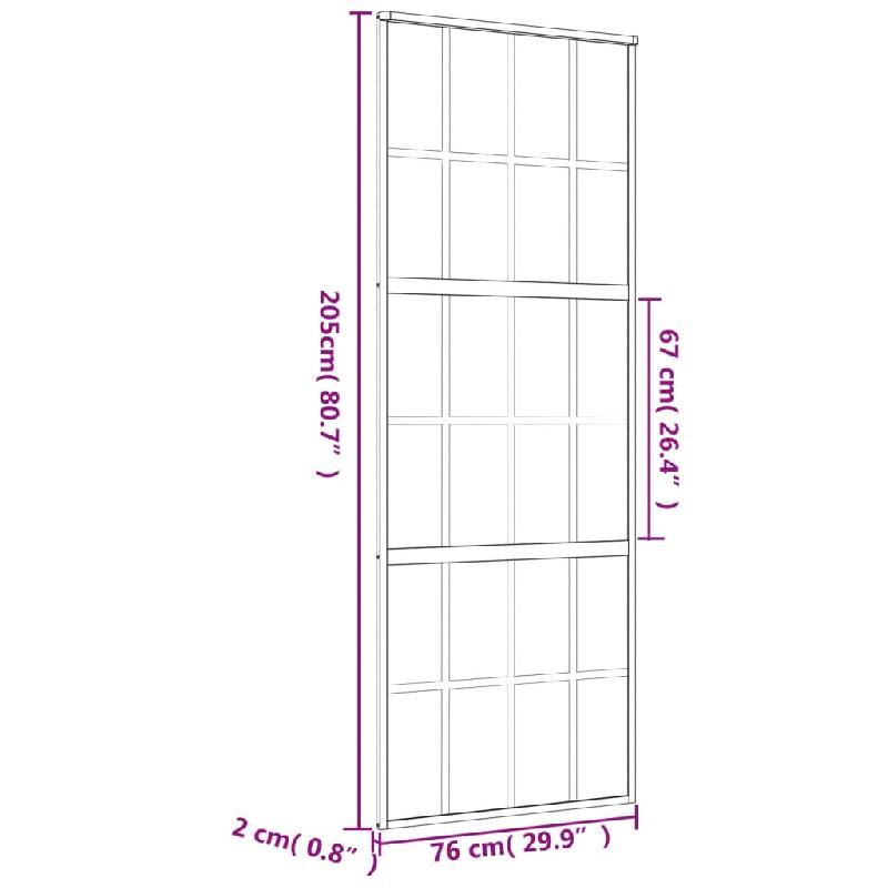 Vidaxl porte coulissante doré 76x205 cm verre esg clair et aluminium 155172_6