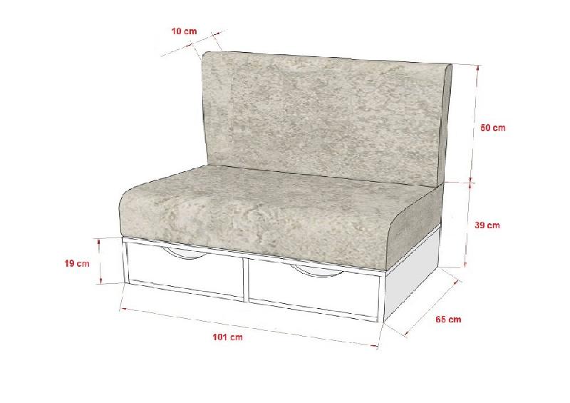 Lit escamotable style industriel KEY SOFA - Chêne naturel - Canapé rouge avec tiroirs - Couchage 90x200 cm_6