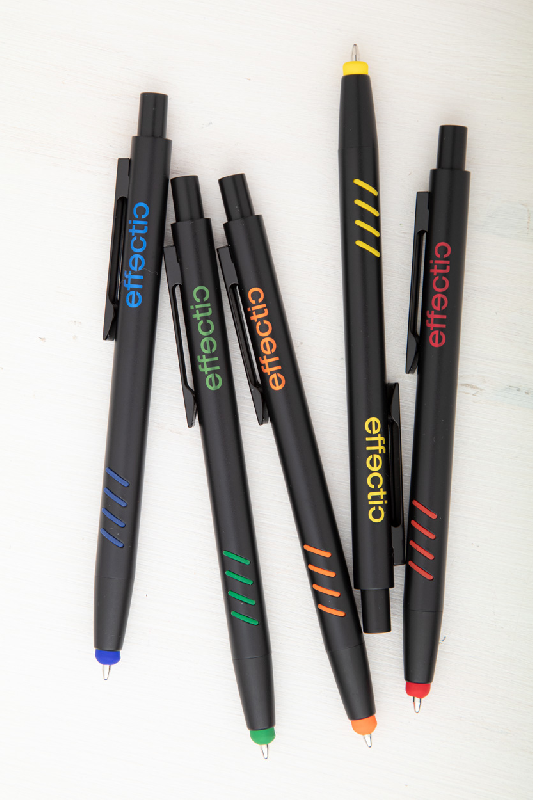 Stylo à bille stylet en aluminium - grip, embout en caoutchouc, gravure colorée, tube plastique_6