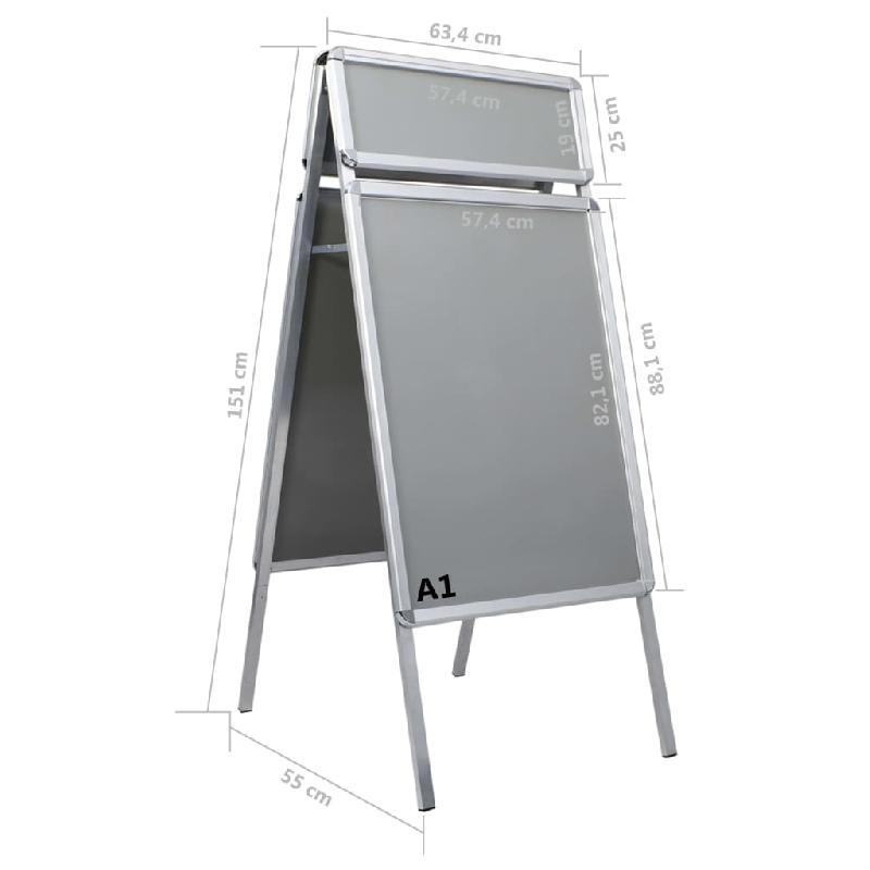 Vidaxl support d'affiche a1 avec en-tête pour clients aluminium 51202_6