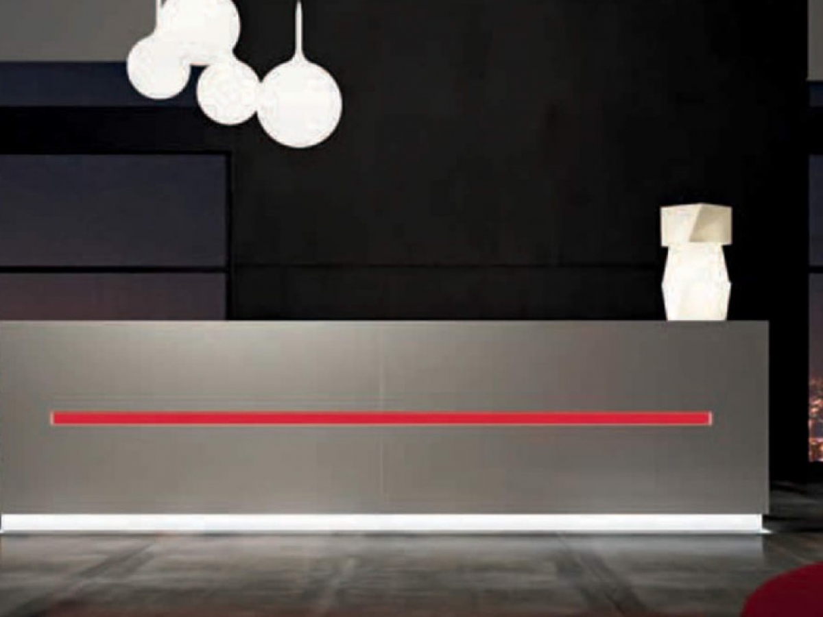 Banque d'accueil lumineuse droite SALVE - Design contemporain avec éclairage LED et finition bois laqué_6