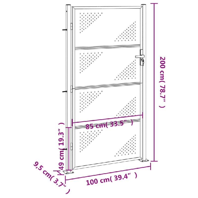 Vidaxl portail de jardin 100x200 cm acier inoxydable 376491_6