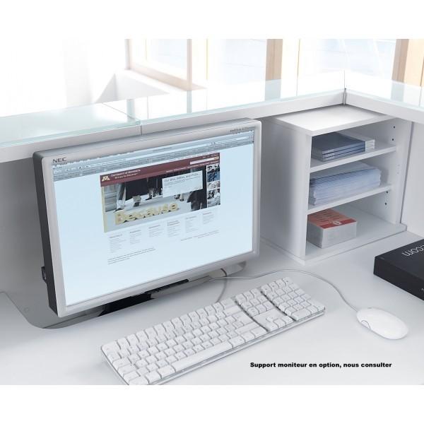 Banque d'accueil lumineuse LINEA version droite, coloris noir - MDD - Support moniteur, Noir_6