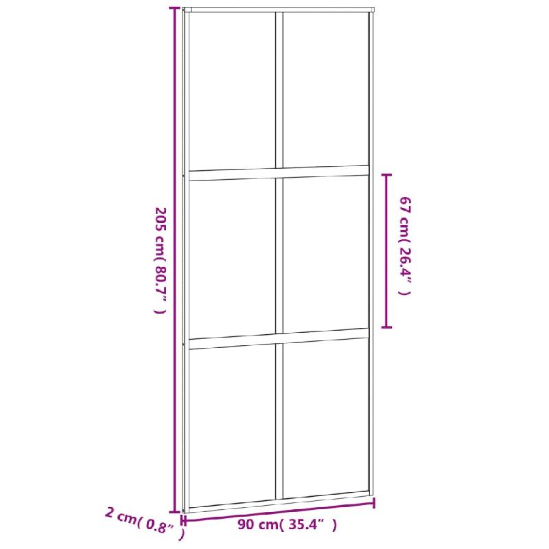 Vidaxl porte coulissante noir 90x205 cm verre trempé aluminium 155214_6