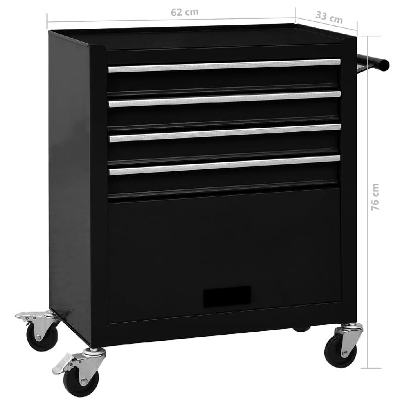 Vidaxl chariot à outils avec 4 tiroirs acier noir 147189_6